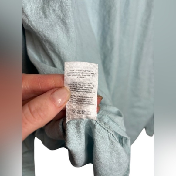 Onia Men’s Teal Mint Blue Linen Blend Casual Long Sleeve Button Down Size XL - Picture 8 of 11
